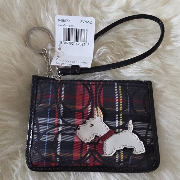 Adorable NWT Coach Signature Tartan Scotty Dog Mini Skinny ID Wallet β€οΈπβπ¦ΊπΎπ€ - Picture 11 of 16